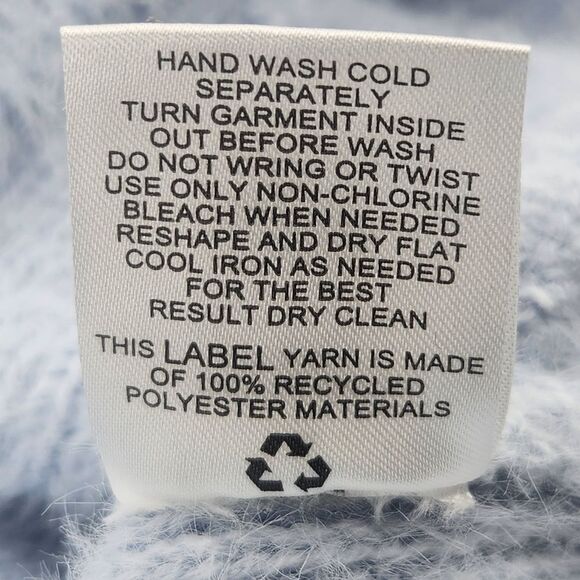 Pink Rose Fluffy Fuzzy Sweater Womens Size Large Powder Blue Y2K Rave Clueless - Picture 7 of 7